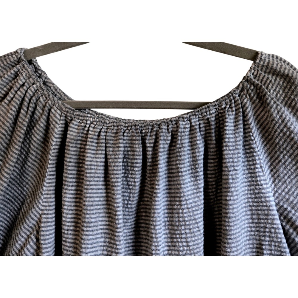 Holding Horses Anthropologie Grey Striped Off Shoulder Balloon Sleeve Blouse M - Picture 4 of 8
